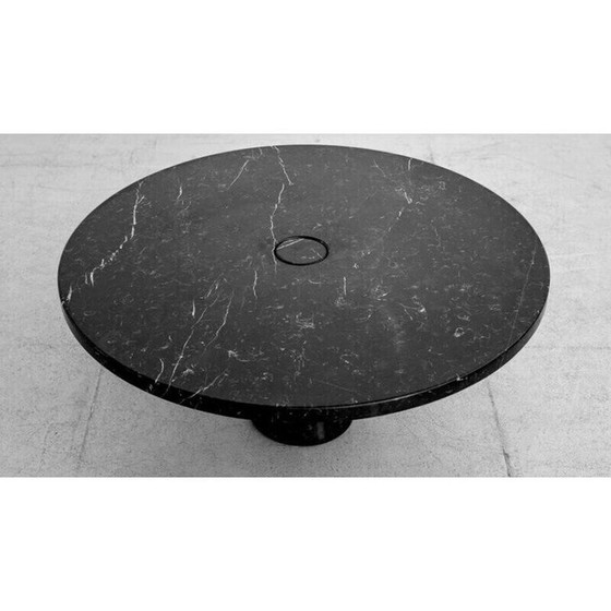 Image 1 of Table de salle à manger ronde en marbre Eros Nero Marquina par Angelo Mangiarotti, Italie, années 1970