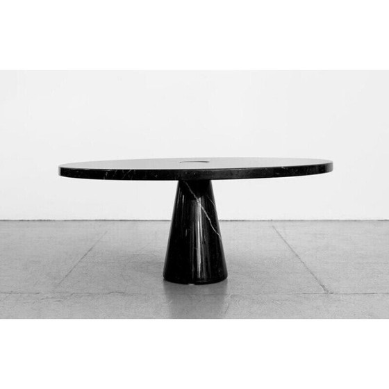 Image 1 of Table de salle à manger ronde en marbre Eros Nero Marquina par Angelo Mangiarotti, Italie, années 1970