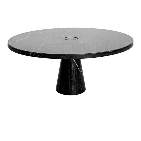 Image 1 of Table de salle à manger ronde en marbre Eros Nero Marquina par Angelo Mangiarotti, Italie, années 1970