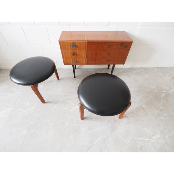 Image 1 of Tabouret vintage en teck par Ellekaer et Linneberg, Danemark années 1960