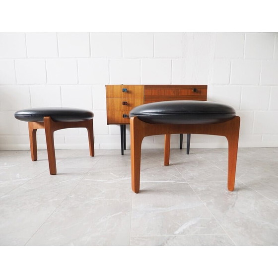 Image 1 of Tabouret vintage en teck par Ellekaer et Linneberg, Danemark années 1960