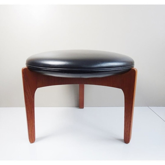 Image 1 of Tabouret vintage en teck par Ellekaer et Linneberg, Danemark années 1960