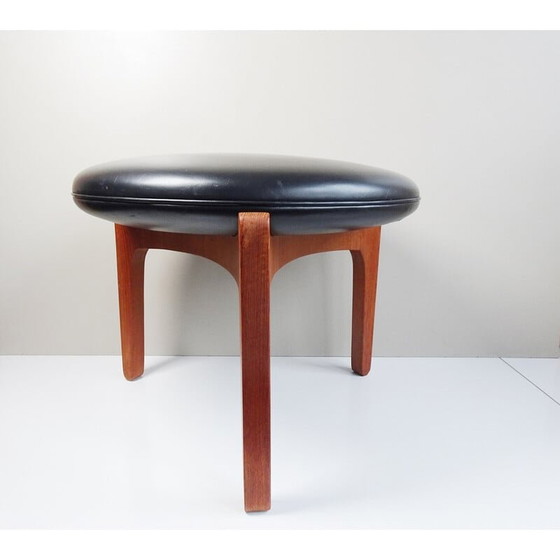 Image 1 of Tabouret vintage en teck par Ellekaer et Linneberg, Danemark années 1960