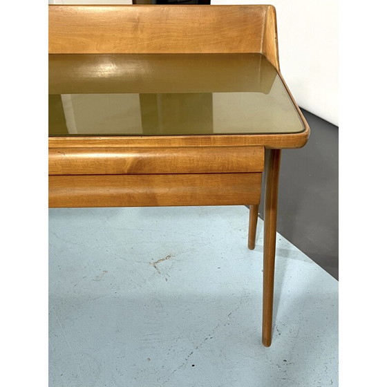 Image 1 of Table de toilette en bois du Mid Century avec tabouret, Italie 1950