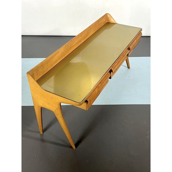 Image 1 of Table de toilette en bois du Mid Century avec tabouret, Italie 1950