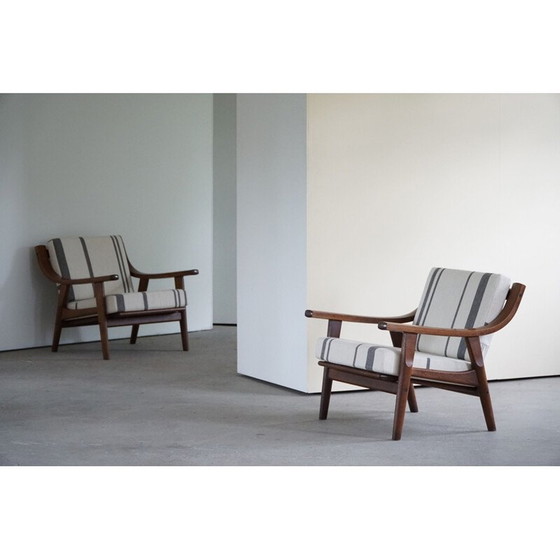 Image 1 of Paire de fauteuils vintage en laine savak par Hans J. Wegner pour Getama