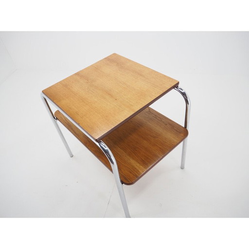 Console vintage en bois et chrome