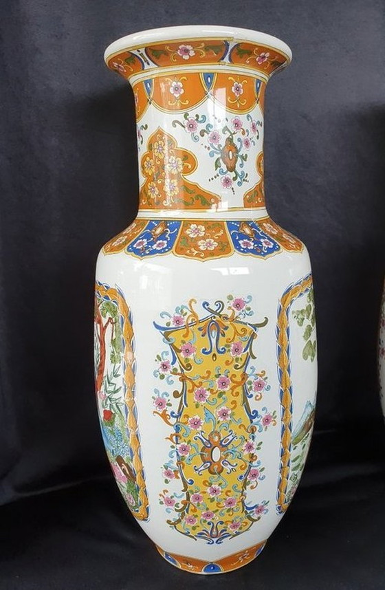 Image 1 of 1445 Vases chinois orientaux avec tableau, 2 pièces