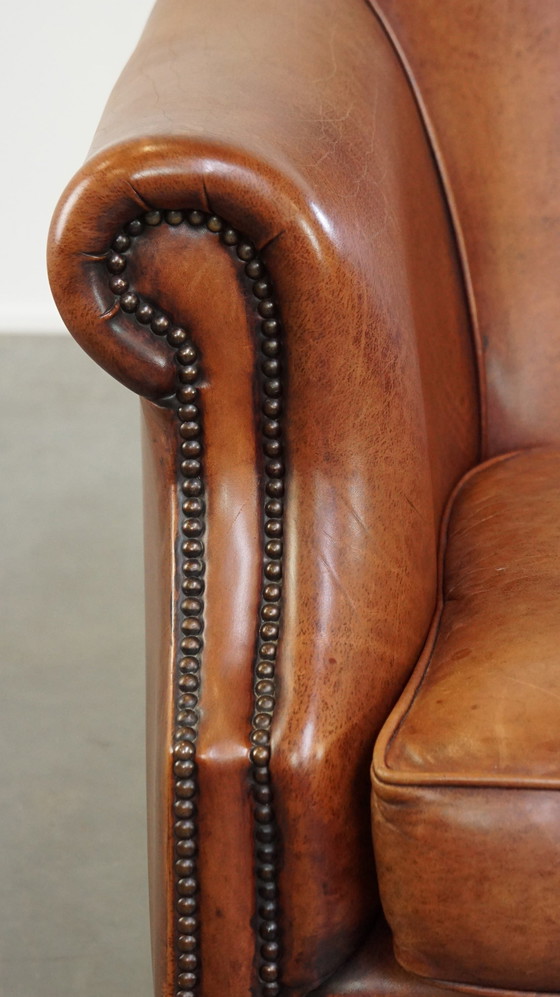 Image 1 of Fauteuil club en cuir de bœuf avec coussin d'assise amovible