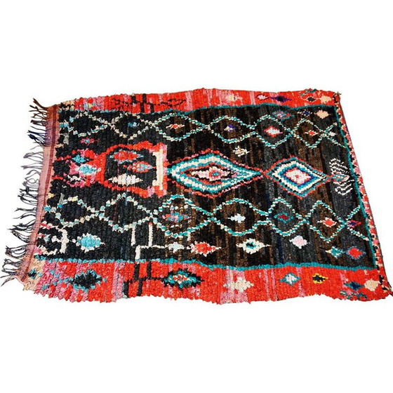 Image 1 of Tapis berbère marocain Boucherouite noué à la main, multicolore et vintage