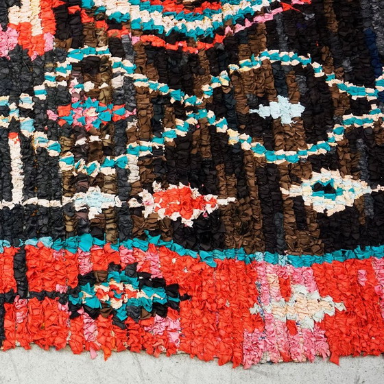 Image 1 of Tapis berbère marocain Boucherouite noué à la main, multicolore et vintage
