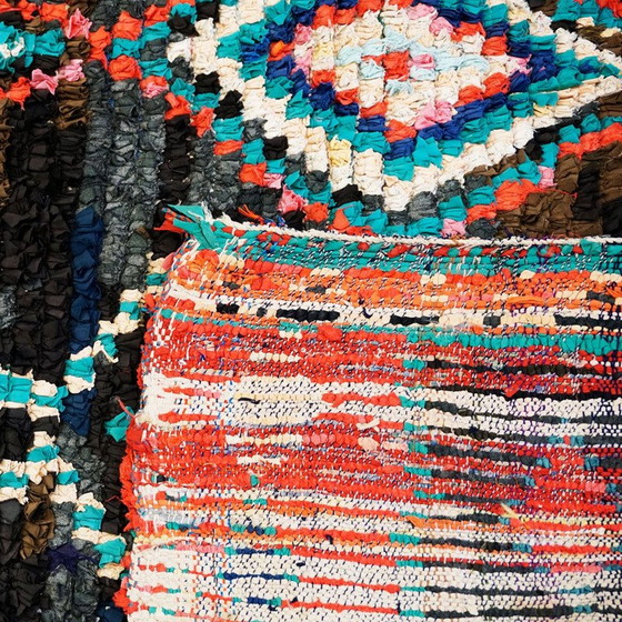 Image 1 of Tapis berbère marocain Boucherouite noué à la main, multicolore et vintage