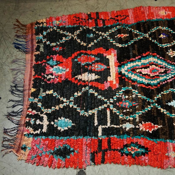 Image 1 of Tapis berbère marocain Boucherouite noué à la main, multicolore et vintage