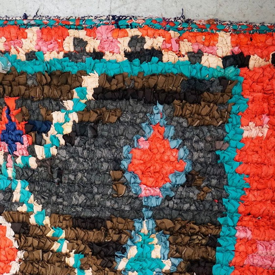 Image 1 of Tapis berbère marocain Boucherouite noué à la main, multicolore et vintage