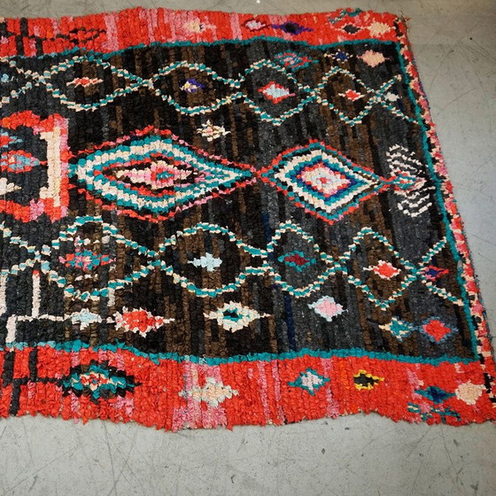 Image 1 of Tapis berbère marocain Boucherouite noué à la main, multicolore et vintage