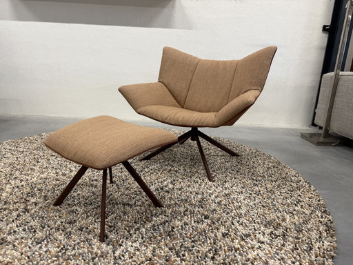 Label Vandenberg Gustav Fauteuil avec pouf Duo Upholstery