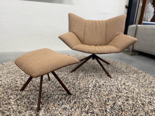 Label Vandenberg Gustav Fauteuil avec pouf Duo Upholstery