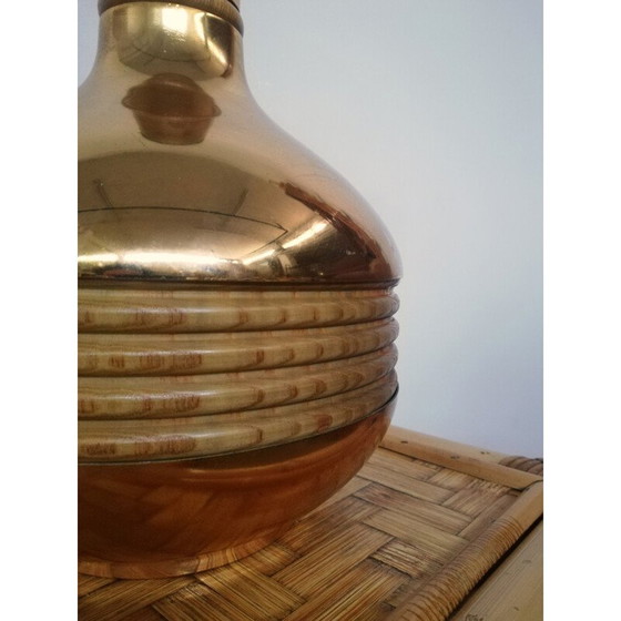 Image 1 of Lampe de table vintage en laiton et bambou, 1970