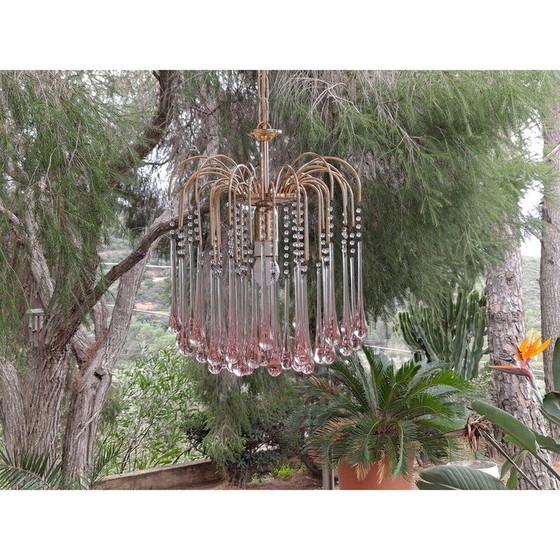 Image 1 of Lustre vintage en verre de Murano et métal doré pour Venini