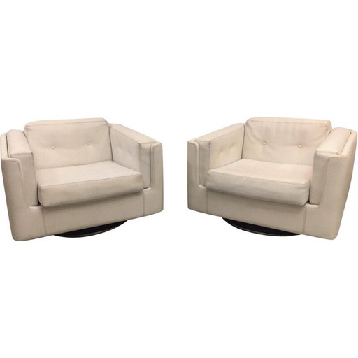 Ensemble de 2 fauteuils vintage en skaï blanc par Zanotta, 1965s