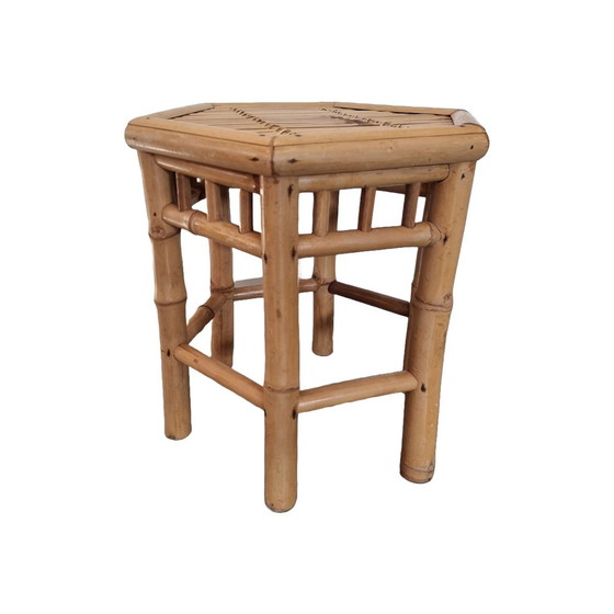 Image 1 of Table d'appoint vintage en bambou et rotin, années 1980