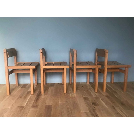 Image 1 of Ensemble de 4 chaises vintage en pin "Trybo" par Edvin Helseth, Norvège 1960