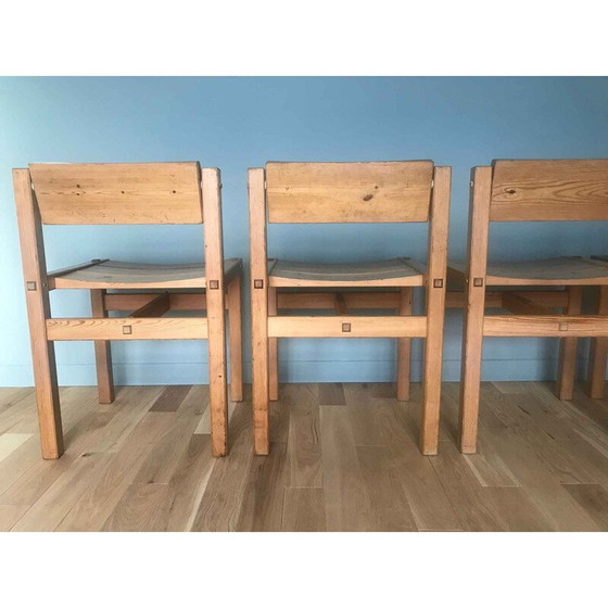 Image 1 of Ensemble de 4 chaises vintage en pin "Trybo" par Edvin Helseth, Norvège 1960