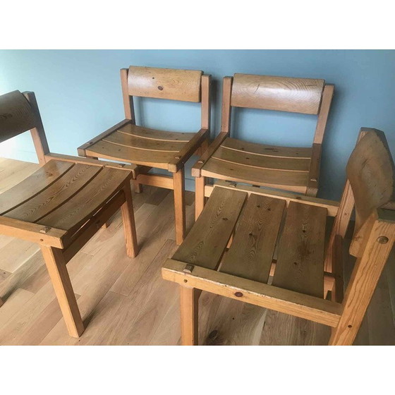 Image 1 of Ensemble de 4 chaises vintage en pin "Trybo" par Edvin Helseth, Norvège 1960