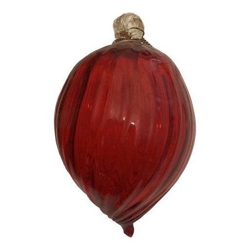 1970S Vintage Red Christmas Ball From Made Murano Glass, Italy