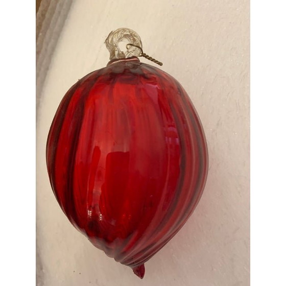 Image 1 of 1970S Vintage Red Christmas Ball From Made Murano Glass, Italy