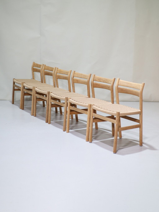 6X Chaises de salle à manger Børge Mogensen Bm1 Chêne Danois Vintage