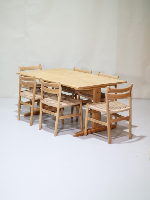 6X Chaises de salle à manger Børge Mogensen Bm1 Chêne Danois Vintage