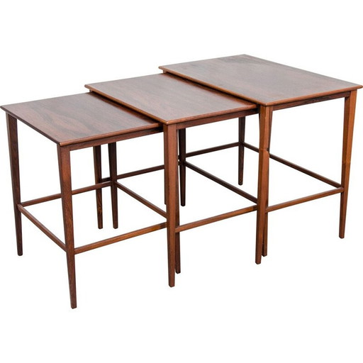 Tables gigognes vintage en bois de rose, Danemark 1960