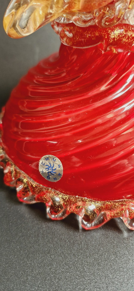 Image 1 of 1960S Luxueuse lampe de table en verre de Murano avec feuilles d'or par Barovier&Toso