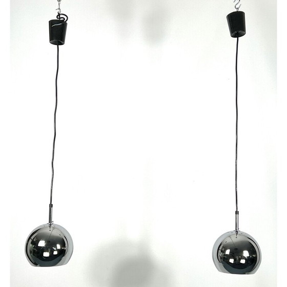 Image 1 of Paire de suspensions sphériques chromées de Targetti, 1970