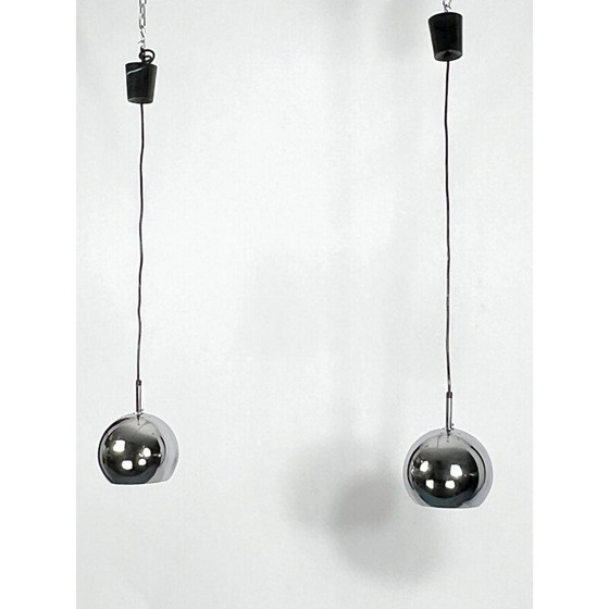 Image 1 of Paire de suspensions sphériques chromées de Targetti, 1970
