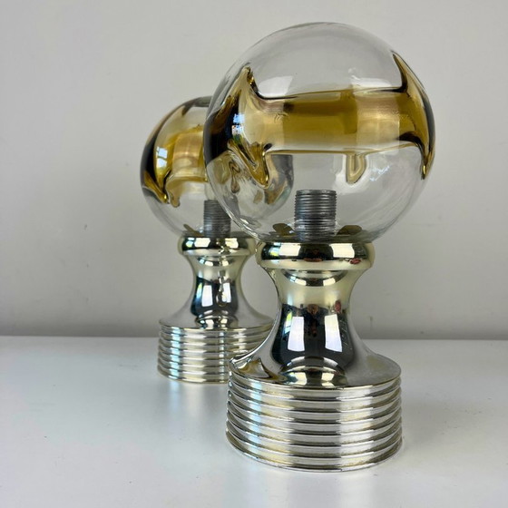 Image 1 of 2X Lampe à poser de l'ère spatiale - Chrome et verre