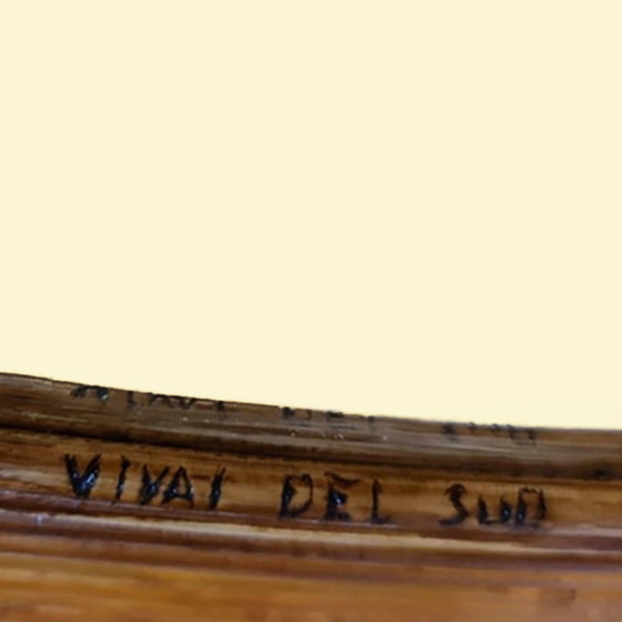 Image 1 of Console centrale italienne moderne du milieu du siècle en rotin et laiton par Vivai Del Sud, 70S