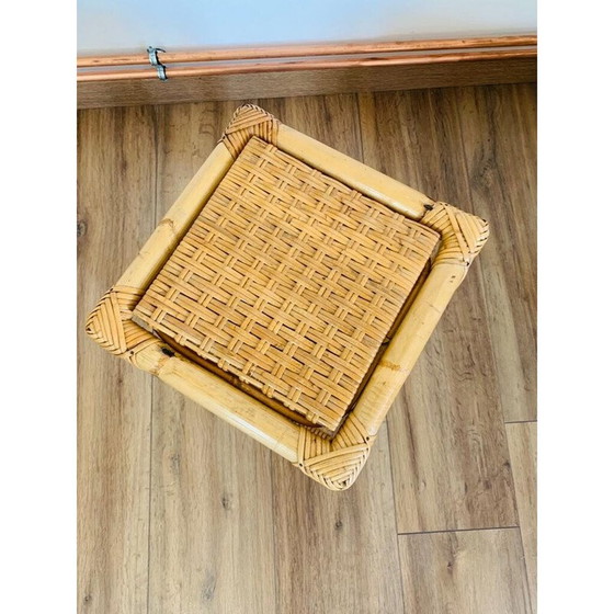 Image 1 of Tables gigognes vintage en rotin et osier, Italie 1960