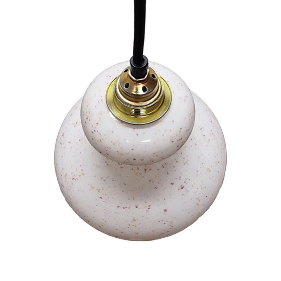 Image 1 of Lampe suspendue vintage avec abat-jour opalin