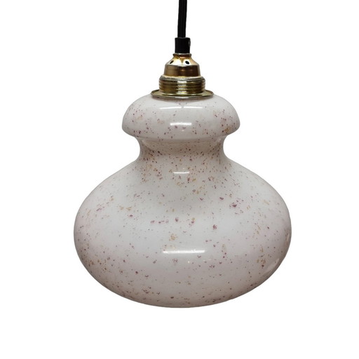 Lampe suspendue vintage avec abat-jour opalin