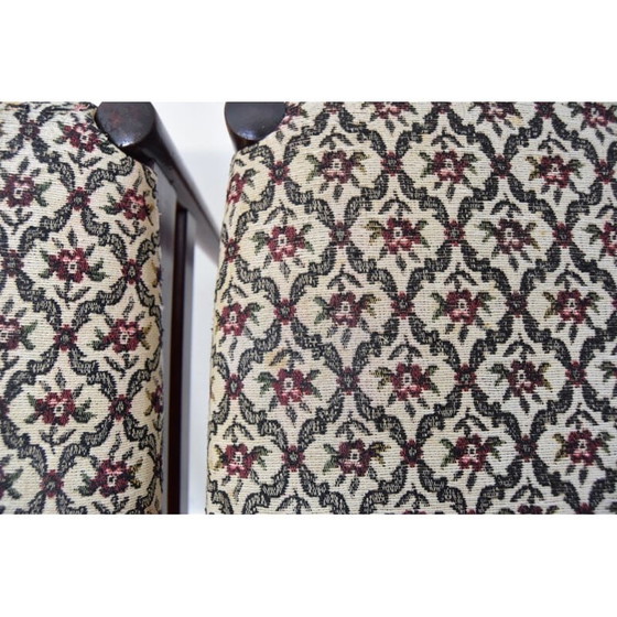 Image 1 of Ensemble de 4 chaises en tissu et bois du milieu du siècle, Mid Century, Tchécoslovaquie, années 1970