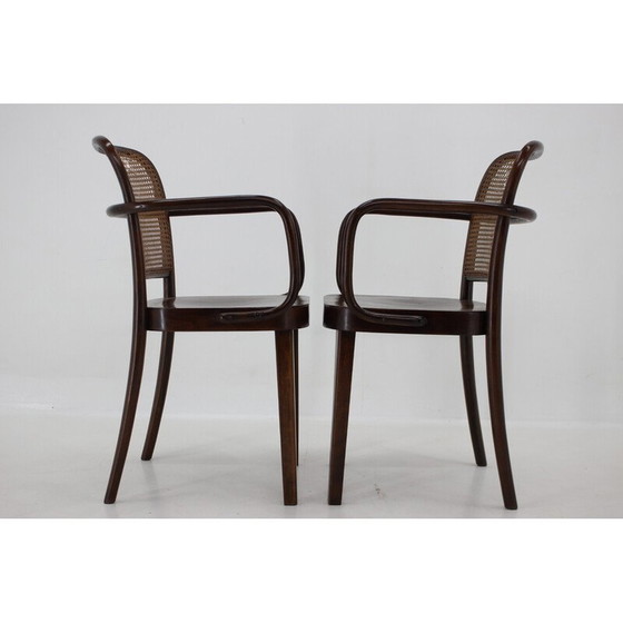 Image 1 of Paire de fauteuils vintage en bois courbé No. 811 par Josef Hoffmann pour Thonet, Tchécoslovaquie années 1920