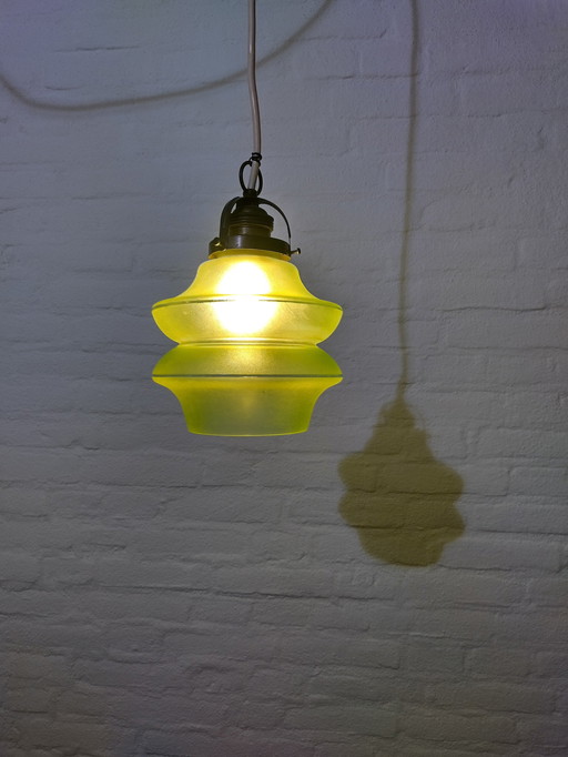 Lampe pendante Art Déco - Verre d'uranium - Années 30