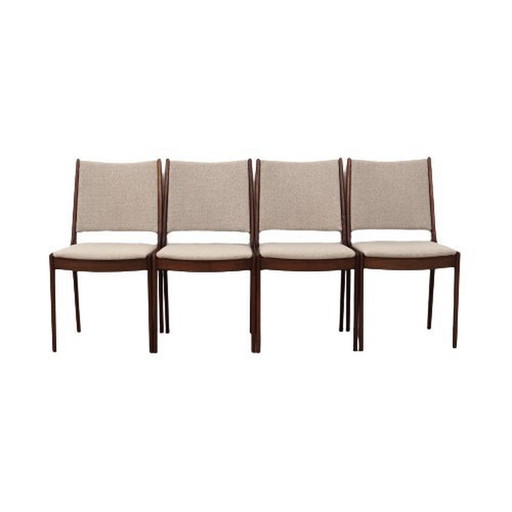 Ensemble de quatre chaises en teck, design danois, années 1970, designer : Johannes Andersen