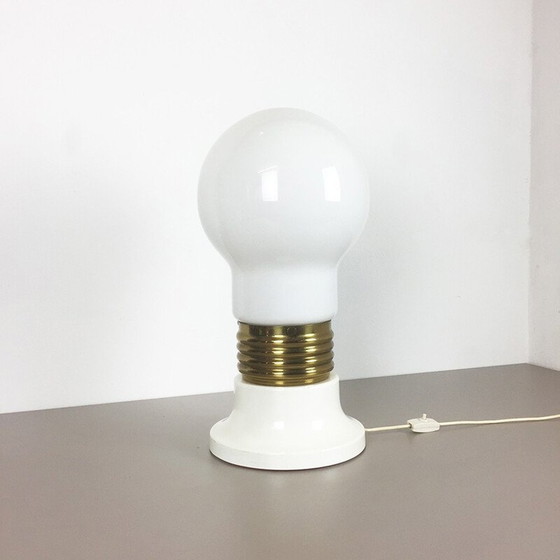 Image 1 of Lampe de table à ampoule italienne en verre - années 1970