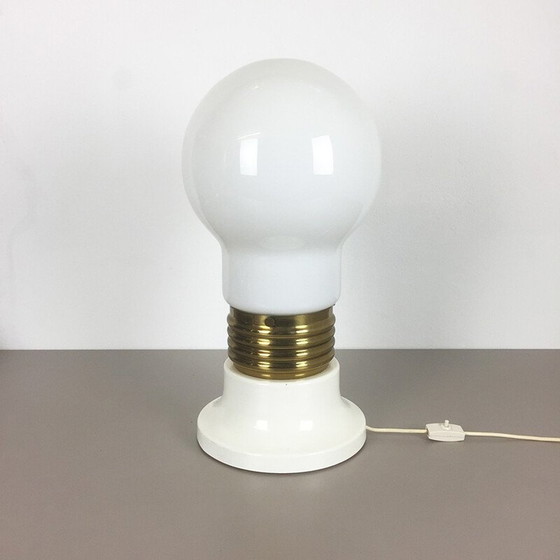 Image 1 of Lampe de table à ampoule italienne en verre - années 1970