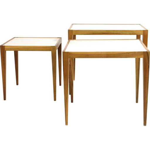 Tables gigognes vintage en noyer, 1960