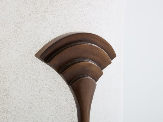 Image 1 of Karl Springer For Seguso Large Bronze Art Deco Frosted Glass Vase 1980