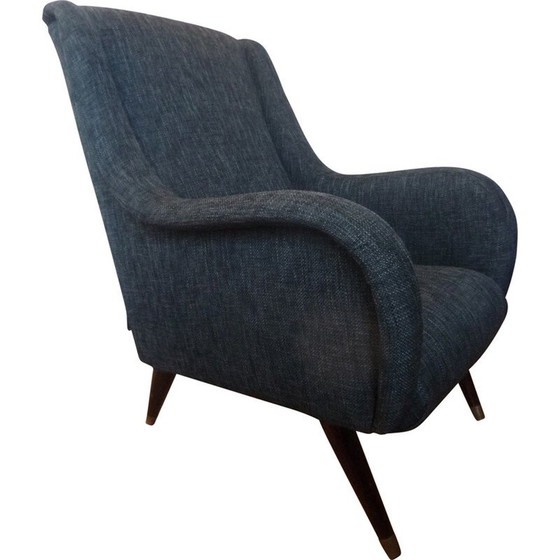 Image 1 of Fauteuil noir vintage restauré - années 1950